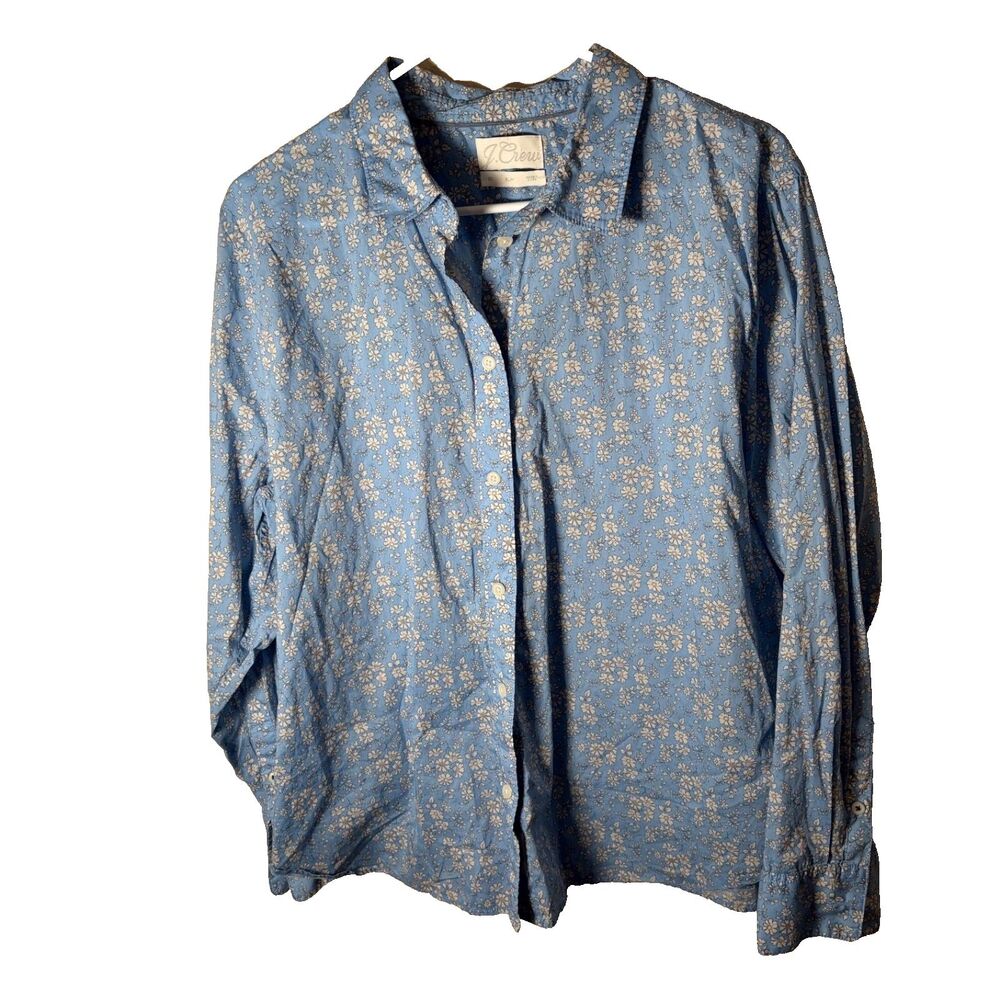 J Crew Shirt Women's 20 Slim Fit Blue Floral Liberty Fabric Long Sleeve Top
